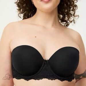 Torrid Curve Black Bombshell Everyday Strapless Bra 38DDD Lightly Lined